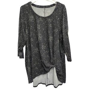 Lane Bryant Tunic Top Womens Size 18/20 Black White Dot Print 3/4 Sleeve Casual